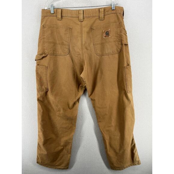 CARHARTT Pants Mens 36X30 Utility Work Loose Fit Cargo Canvas Cotton Brown - Picture 2 of 15